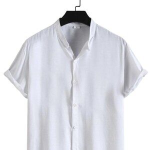 Casual White Men's Collared Shirt